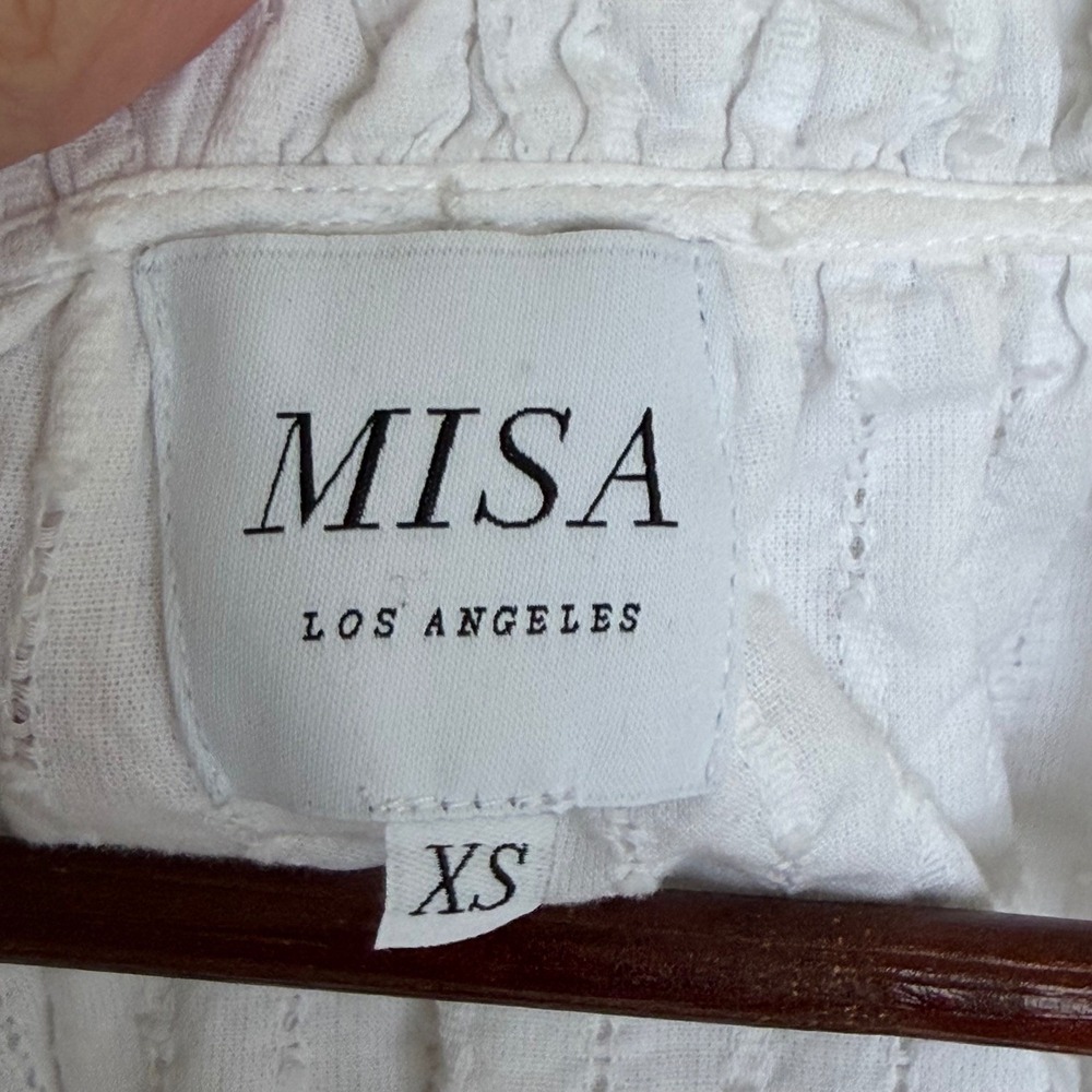 Misa Los Angeles Lilian Ruffle Mini Dress in White Cotton Size XS Party - Picture 10 of 13